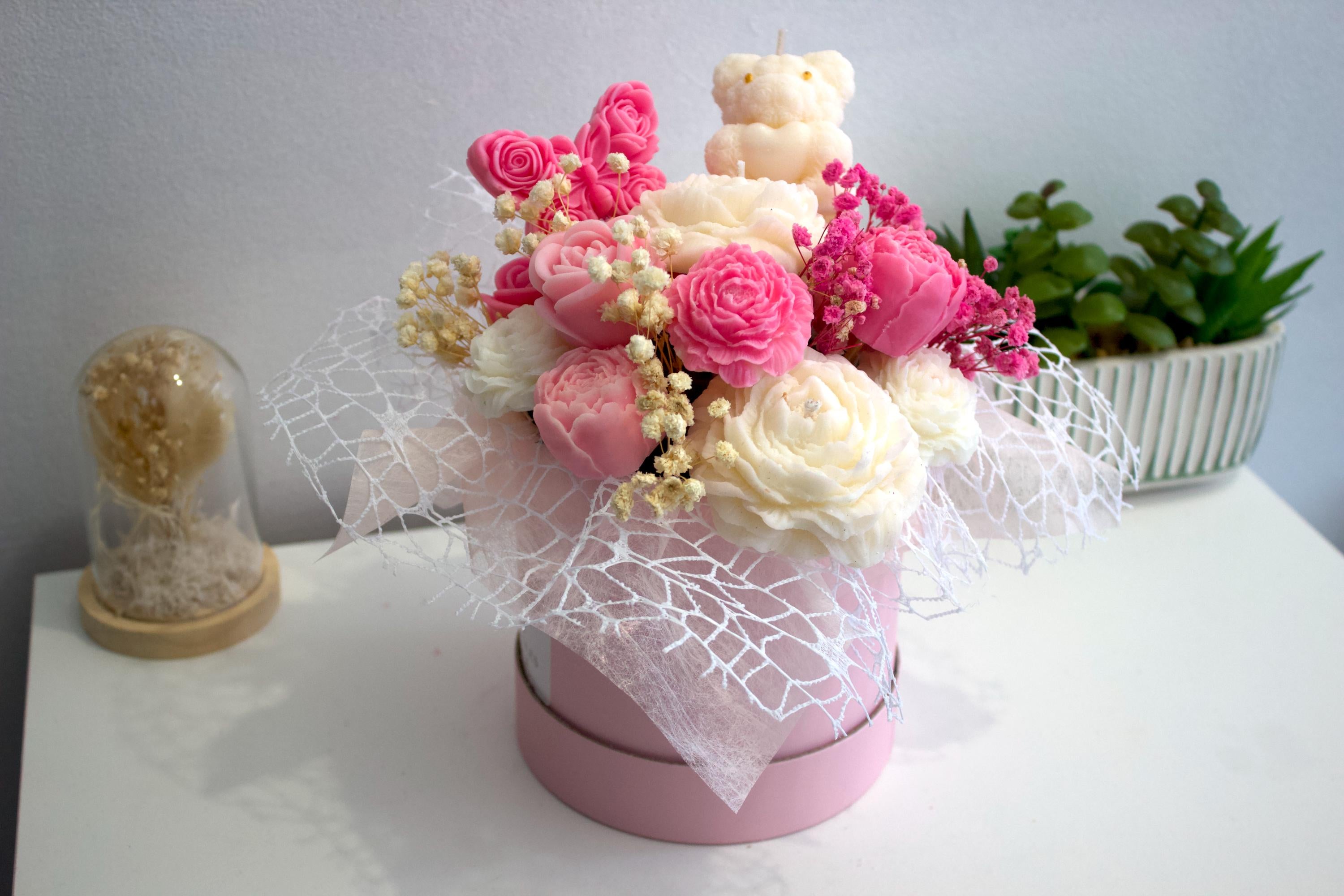 Handmade Scented Wax Melt Bouquet | Rose Peony Bear Butterfly Gift Box