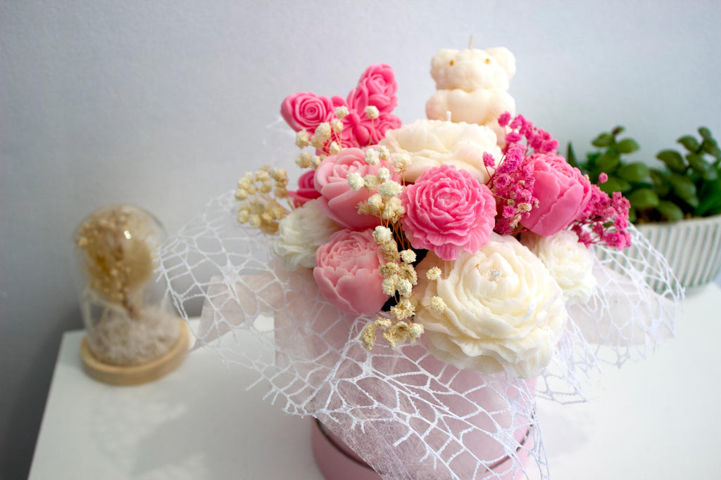 Handmade Scented Wax Melt Bouquet | Rose Peony Bear Butterfly Gift Box