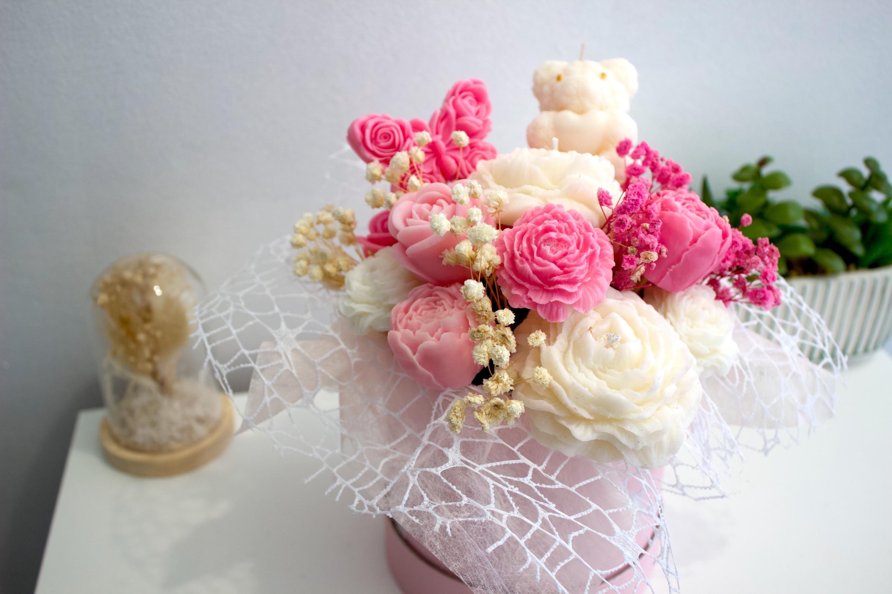 Handmade Scented Wax Melt Bouquet | Rose Peony Bear Butterfly Gift Box
