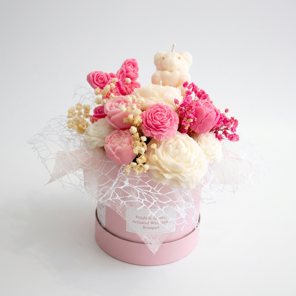 Handmade Scented Wax Melt Bouquet | Rose Peony Bear Butterfly Gift Box