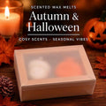Autumn Halloween Wax Melts, Pumpkin Leaf Scented, Seasonal Home Fragrance (4 Pack)