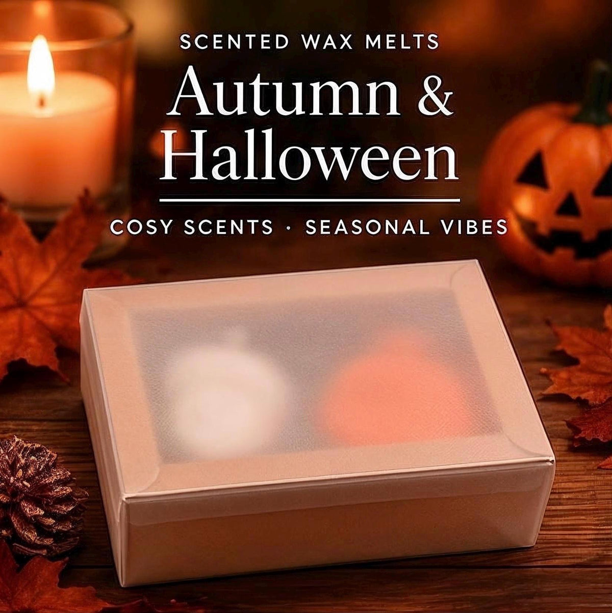 Autumn Halloween Wax Melts, Pumpkin Leaf Scented, Seasonal Home Fragrance (4 Pack)